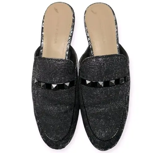 Marc Fisher  Women’s Size 8 Black Silver Foil Wishing Studded Slides Mules Shoes