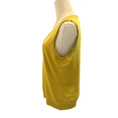 August Silk Knit Top Women L Mustard Silk Blend Sleeveless Casual Preppy Office