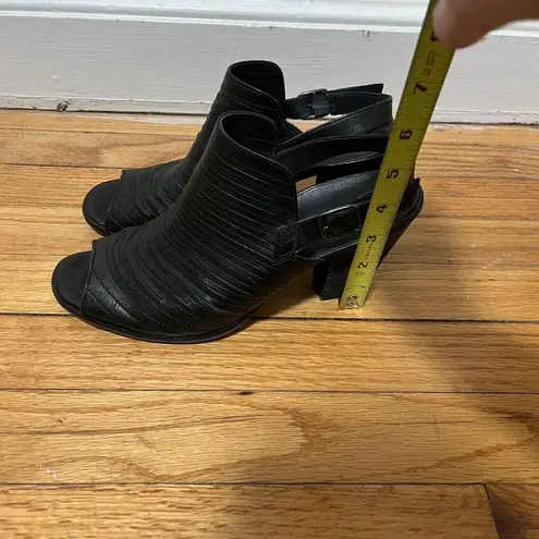 Paul Green  Black Leather Peep Toe Heeled Bootie Size 6