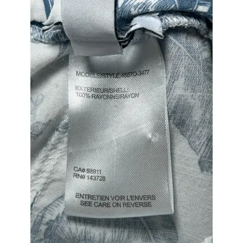 Tribal Wide Leg Pants Tropical Print Linen Rayon Blend Elastic Waist Size M White Size M