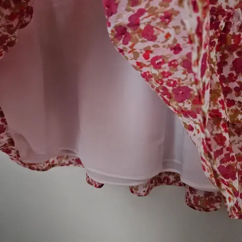 J.Crew Factory Skirt Floral Pink Tiered Elastic Waist Casual Spring Easter Size XS