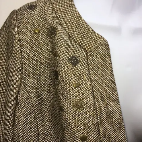 Coldwater Creek Earthy Tweed Blazer w/Metal Detailing/Metal Button 3/4 Sleeves-8