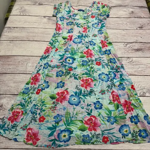 Jams World Vintage Floral Maxi Dress Tropical Hawaiian Size Medium