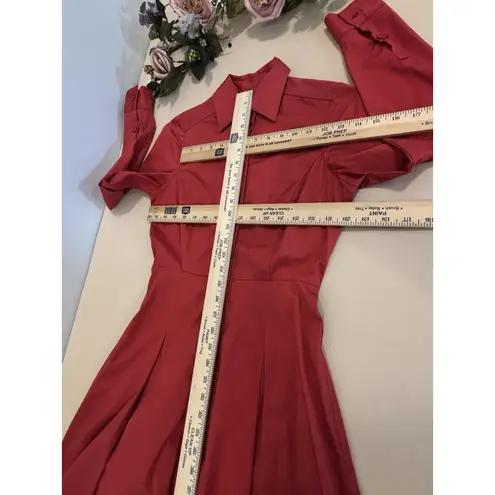 The Limited  Women Dress Red 2 Button Up Pleated Long Sleeve Cottagecore Romantic - Image 10