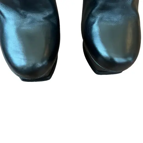 YSL Yves Saint Laurent Womens Tribute 105 Black Leather Platform Heeled Ankle Boots