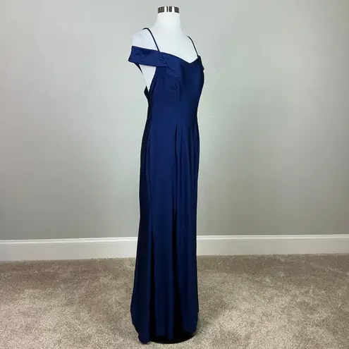 Nightway Backless Cold Shoulder Evening Gown Blue Size 4 Long Formal Dress