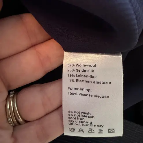 Akris Navy Blue Square-neck Sheath Dress Wool & Silk Blend Size 8