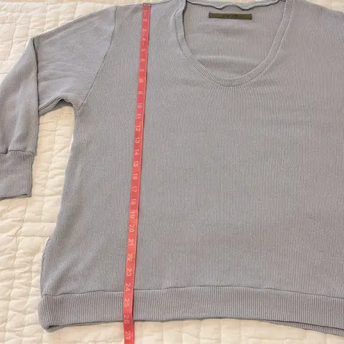 Enza Costa Oversized Slouchy Ribbed Long Sleeve Lounge Sweater Large Gray Blue