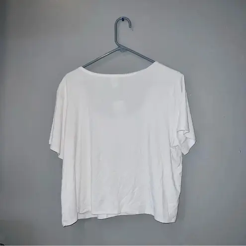 White ribbed short sleeved top 2x NWT