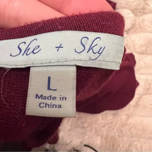 Maroon Lace Sleeve Tunic Dress Long Sleeve Boho Casual Chic Comfy Size Ln Red Size L