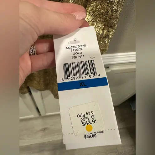 NWT Fever Gold Metallic Dress Size XL