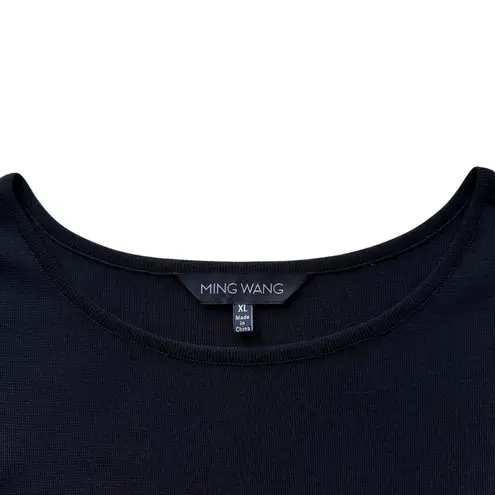 Ming Wang Black Knit Dress Short Sleeve Size XL Career Casual Comfortable