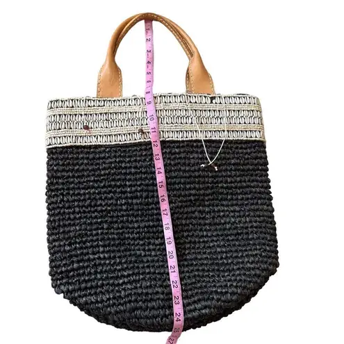 COCOBELLE BUZIO COWRIE & RAFFIA X LARGE TOTE BAG Black
