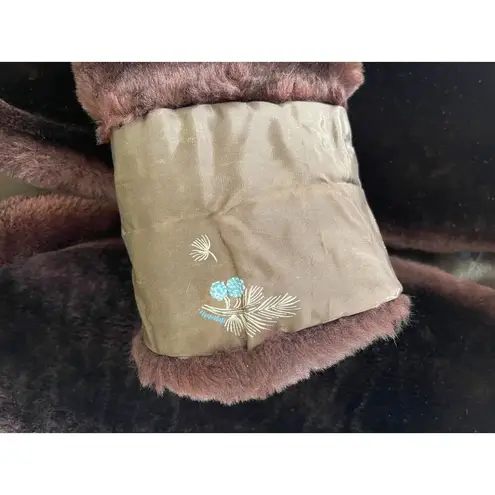 Vintage 40s 50s Mouton Fur Coat Jacket Dark Brown