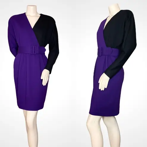 Vintage Color Blocked Dress Ursula Retro Disneybounding Halloween Costume 90s Purple Size XS