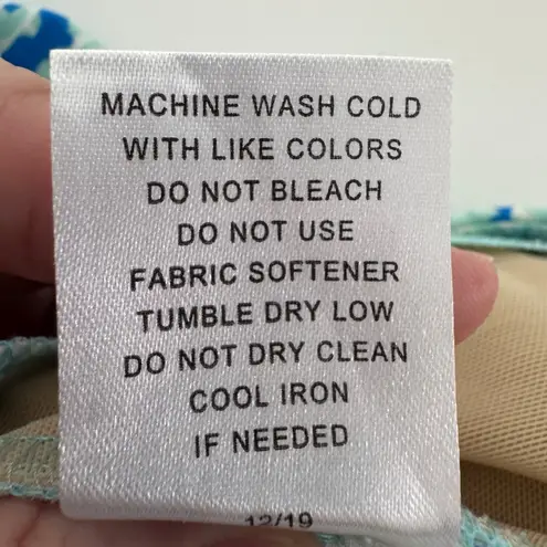 IBKUL Ankle Pants Womens Size 6 Blue Aqua Print Stretch Golf Resort Activewear