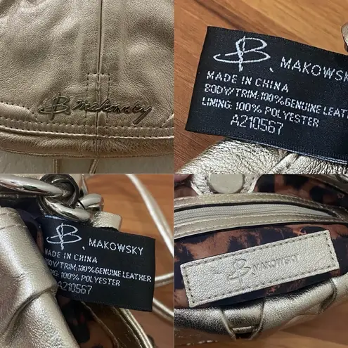B Makowsky B. MAKOWSKY Metallic Gold Leather Small Chain Crossbody Bag EUC