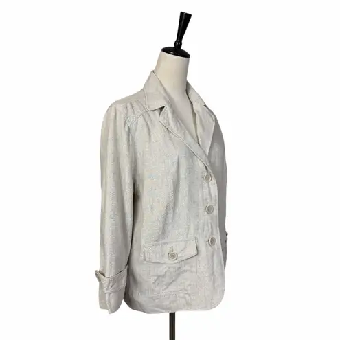 Studio Works Linen Blend Blazer Women’s Size Large Minimalist Tan Natural Beige