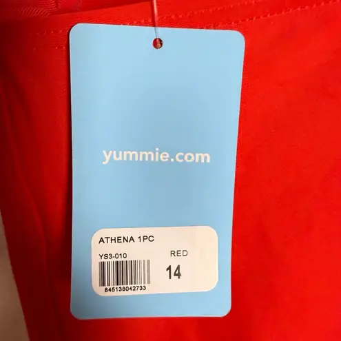 Yummie Athena Square Neck One Piece Swimsuit Red Size 14