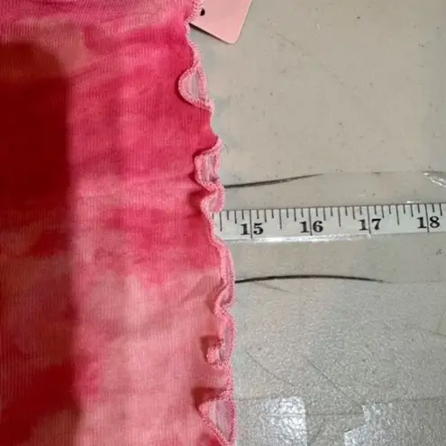 Micas NWT Pink sheer Ruffle Hem Crop Cami Tank Top Whimsical Fairy Small Cami