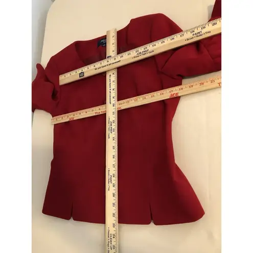Jones Wear Suit Women's 6 Lined Fire Red 3/4 Puff Sleeve Mob Wife Office Siren
