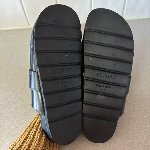 Alohas Black Fireplace Chunky Preppy Coastal Minimalist Lagenlook Clogs 40/10