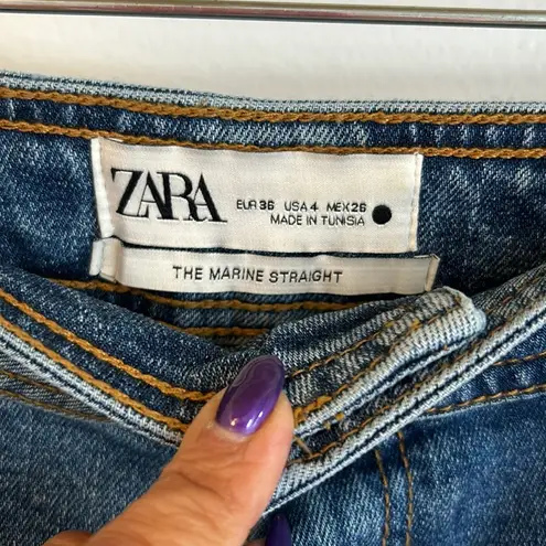 ZARA  High Waisted The Marine Straight Wide Leg Jeans