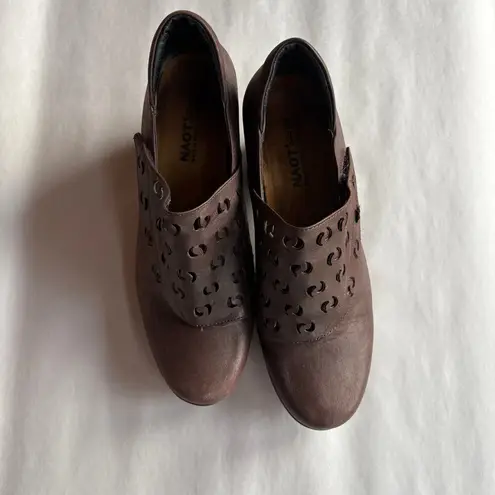 Naot Precious Dress Pump Brown Leather Heel Clog Cutout Slip On Comfort Shoes 7