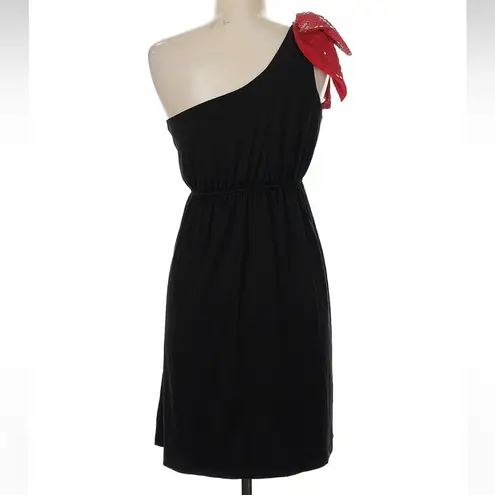 Judith March Vintage Y2K Black and Red One Shoulder Sequin Bow Dress Size Medium