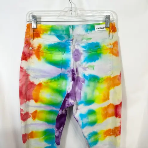Judy Blue Sz 7/28 Skinny Jeans Handmade Tie Dye Boyfriend Rainbow Mid Rise 1197