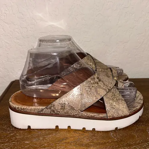 Gentle Souls Kenneth Cole Lilly Snakeskin Print Toe Ring Platform Sandal Shoes Size 8