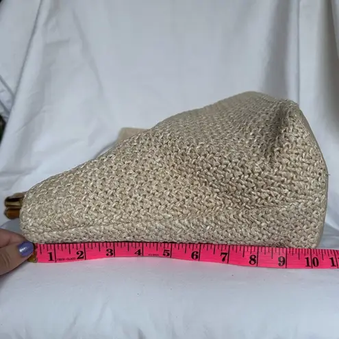 Moda Luxe Cream Raffia Isla Wood Handle Purse