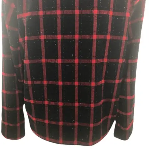 Christopher & Banks Vintage 90’s  Black Red Plaid Glitter Blazer Jacket Size M