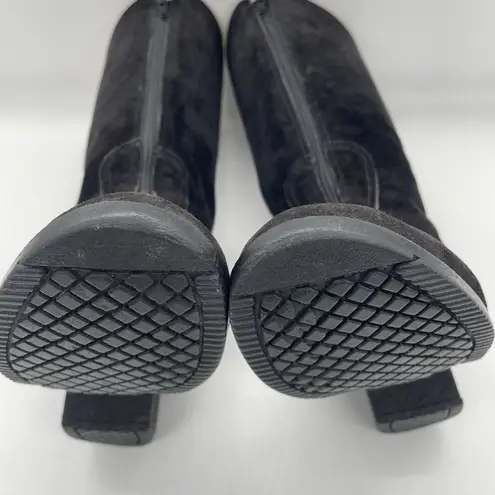 Hush Puppies Vintage Womens 8 W Boots Black Suede Sherpa Lined Mid Calf Made USA