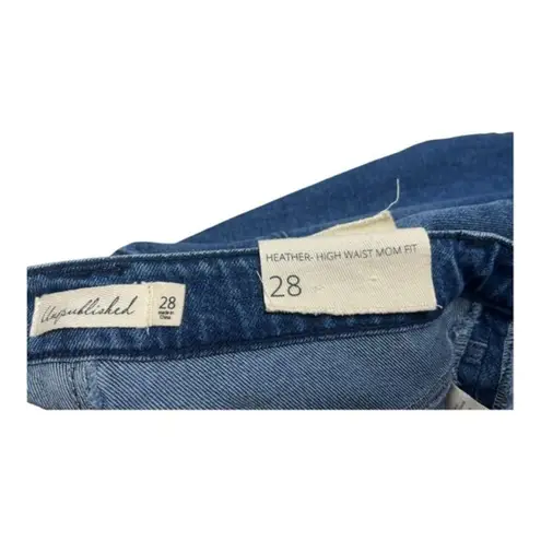 Unpublished Brand New Heather High Waist Mom Fit Blue Distress Jeans Size 28