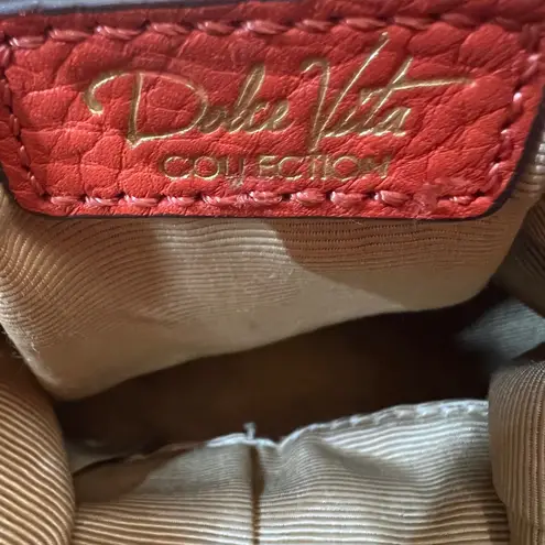 Vintage Dolce Vita Orange Leather Fringe Bucket Backpack Boho Western Festival