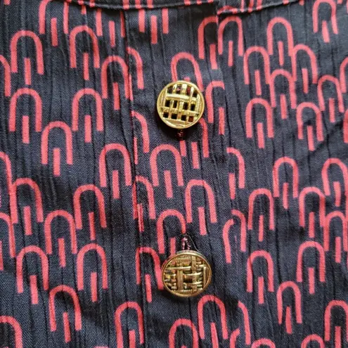 Jaclyn Smith Black and Red Print Shirt Dress Size Medium