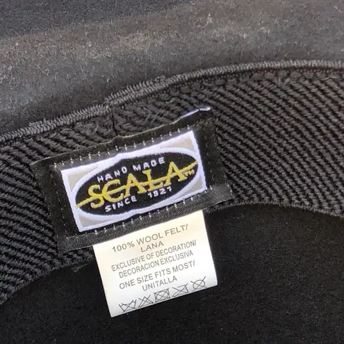 Scala 100% Wool Felt Unisex Cowboy Cowgirl Hat Western Cap Black Silver Tone Buckle One Size