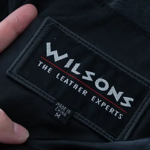 wilson's leather  Black Leather Button Down Blazer Jacket