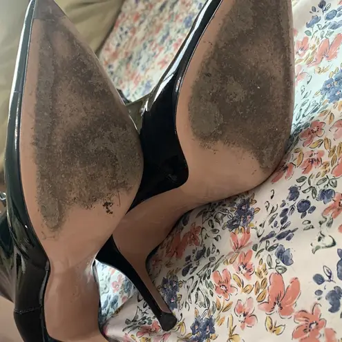 Gianvito Rossi black patent pointy toe booty low heel above ankle boot