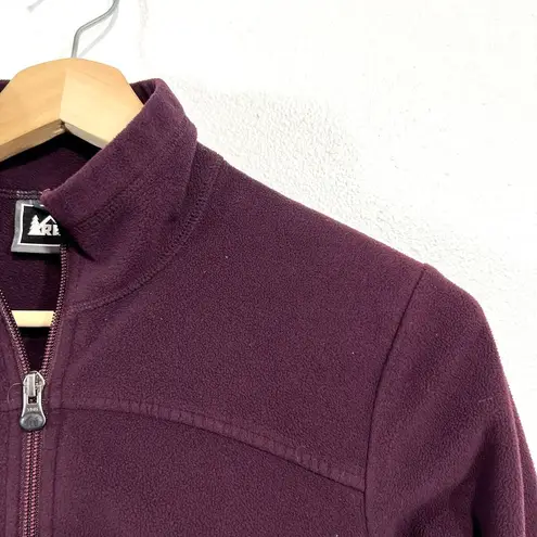 REI Fleece Jacket Womens Small Purple Full Zip Pockets Outdoor Hiking Commute