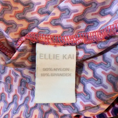 Ellie Kai Geometric Print 3/4 Sleeve Stretch Dress 4 Travel Packable Preppy Purple