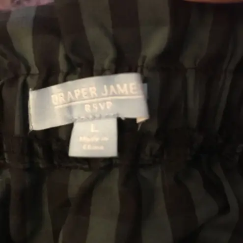 Draper James RSVP Plaid Paperbag Waist Long Plaid Navy Green Cotton Skirt sz L