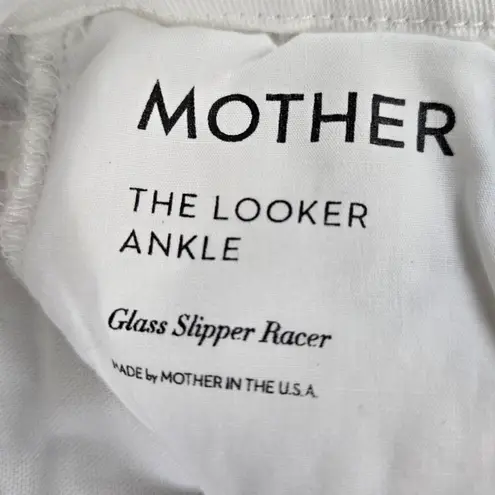 Mother White Navy Stripe Looker Ankle Glass Slipper Racer Skinny Jeans Size 27