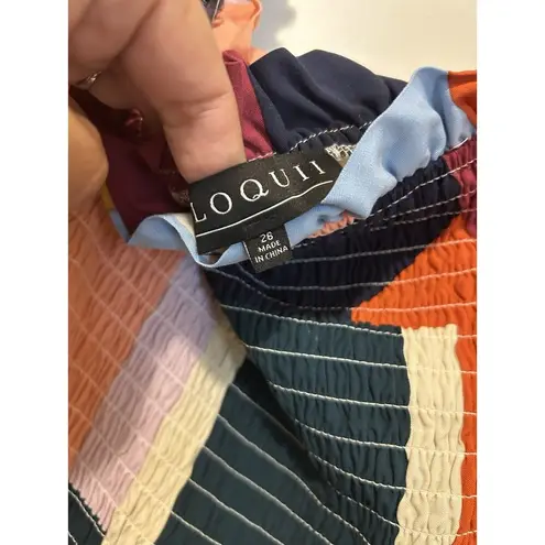 Eloquii New Eloquiii Abstract Long Sleeve Smocked Square Neck Ruffle Maxi Dress Size 26