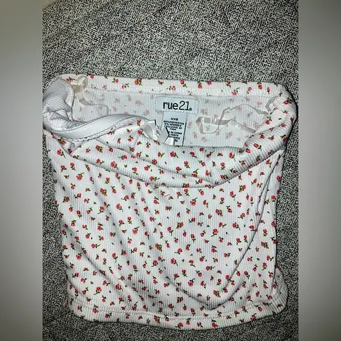 Rue 21 White & Pink Floral Tube Top