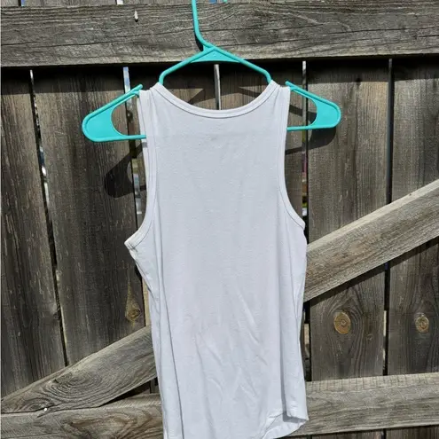 Falls Creek Womens White Ribbed Tank Top Sleeveless Casual Summer Basic Layering