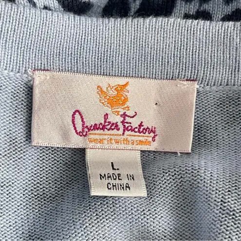 Quacker Factory Quaker Factory Blue Leopard Print Rhinestones Beaded Cardigan Women’s Size L - Image 7