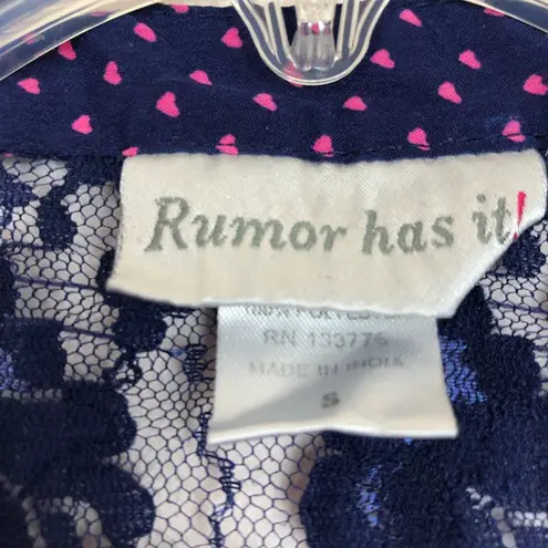 Rumor has it! Polka Dot Blue & Pink Tunic Top Size Small