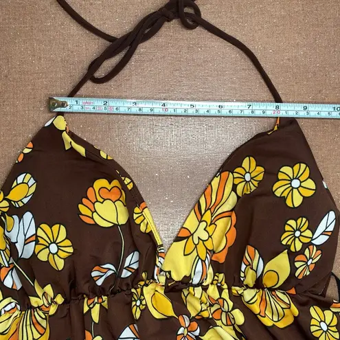 American Vintage Akoya Y2K Indie Hippie Floral Boho Padded halter top womens size L